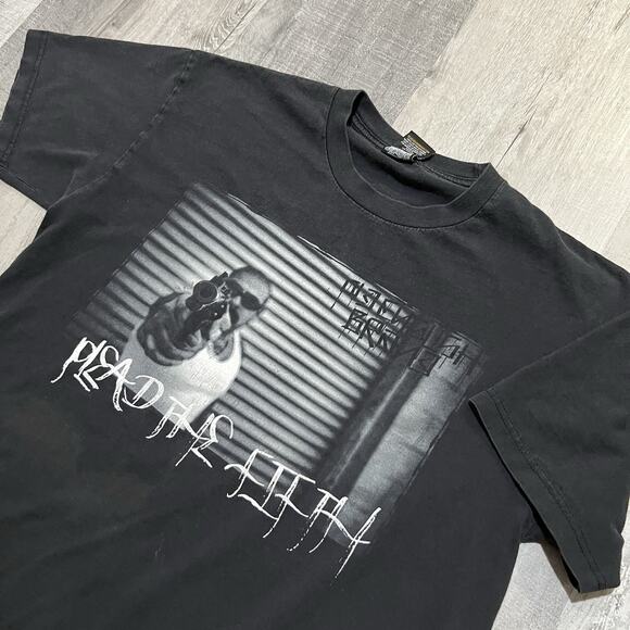 Old English Brand Black Plead The Fifth Hip Hop Gangster Y2K Skater Grunge Shirt - Picture 3 of 4